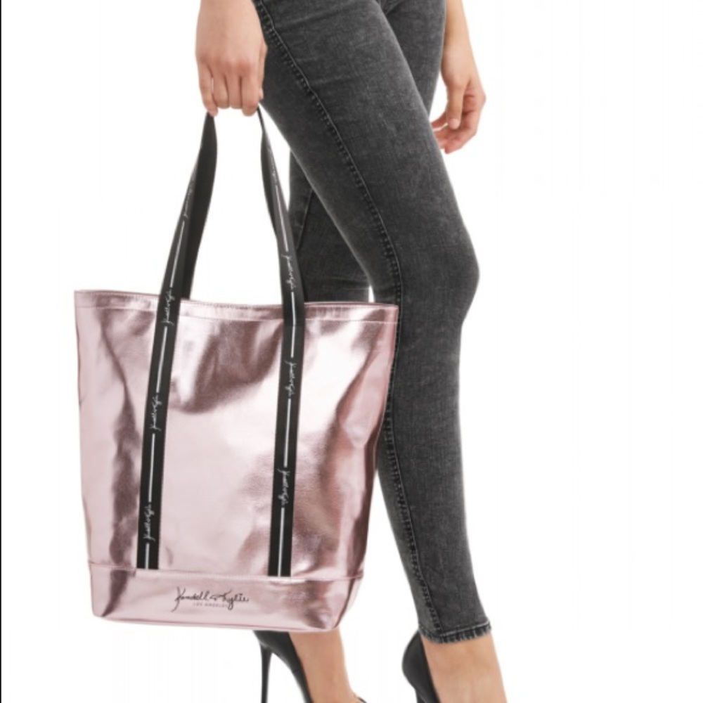 Kendall and Kylie large metallic pink tote bag